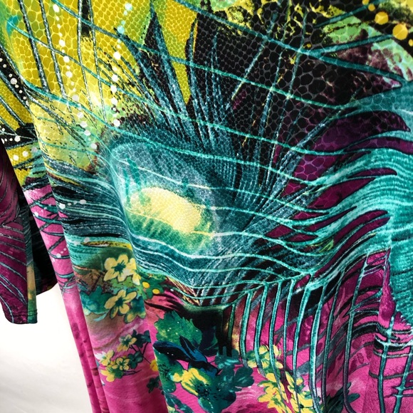 From The Heart Trudy Tunic Dress Sz M Artsy Lagenlook Y2K Boho Colorful Casual - Picture 9 of 9